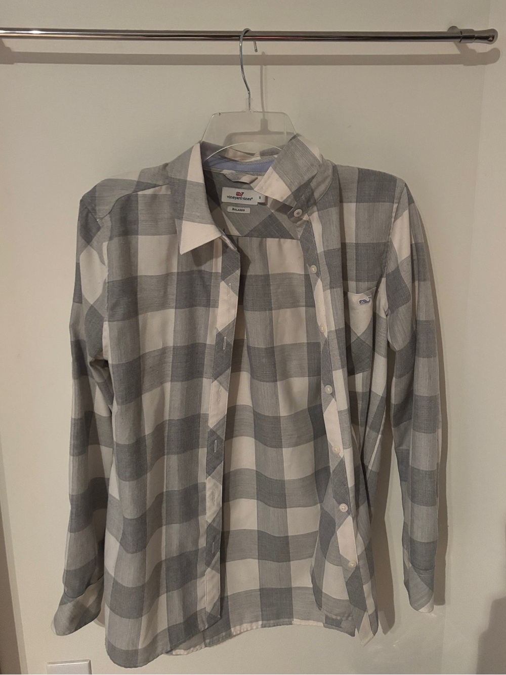 Vineyard Vines Gray & White Plaid Button-Down Shirt
